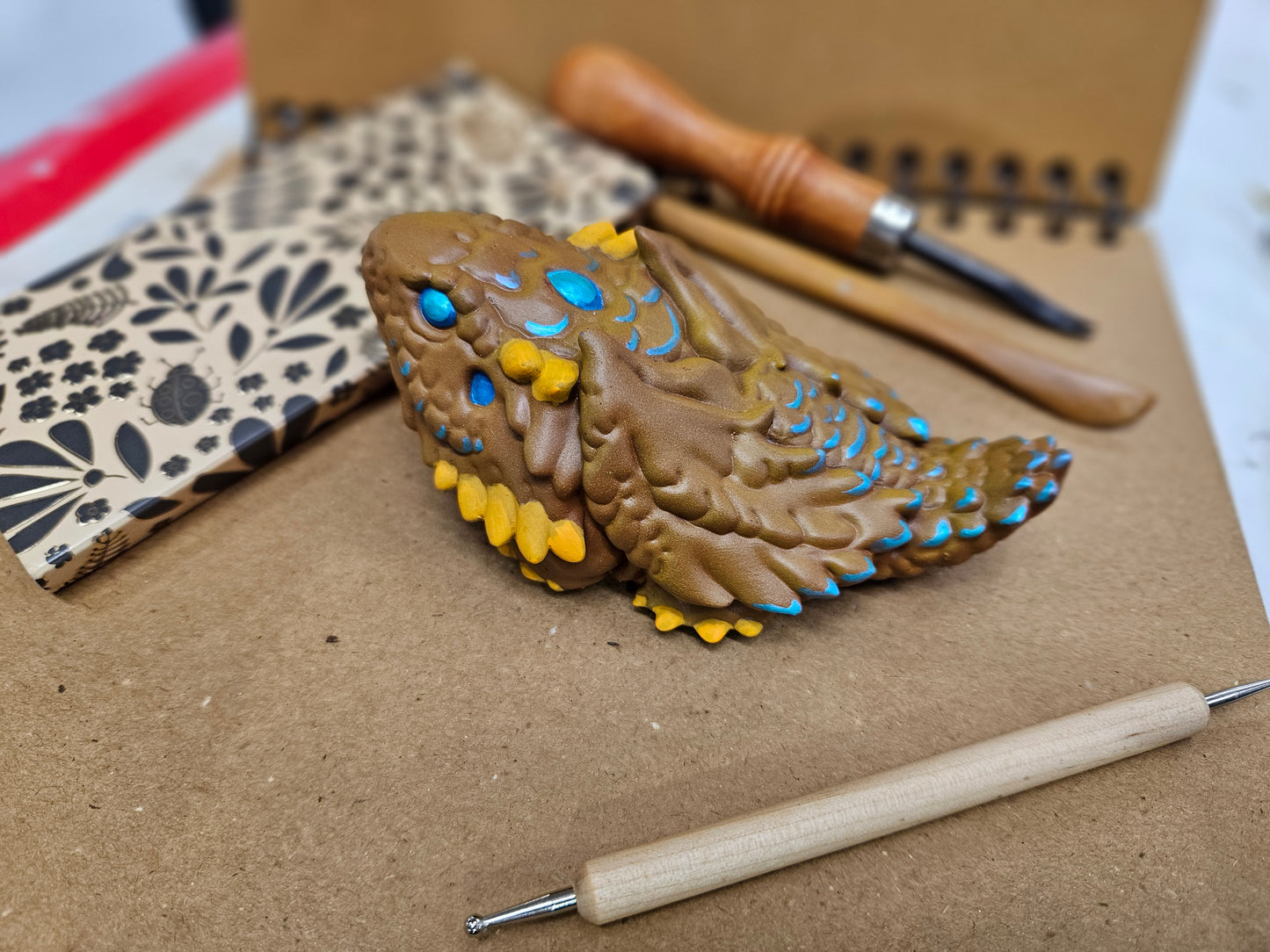 **Hand-Painted Resin Baby Dragon - Your Perfect Fantasy Companion Awaits Adoption**