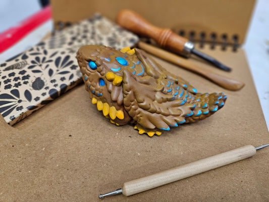 **Hand-Painted Resin Baby Dragon - Your Perfect Fantasy Companion Awaits Adoption**