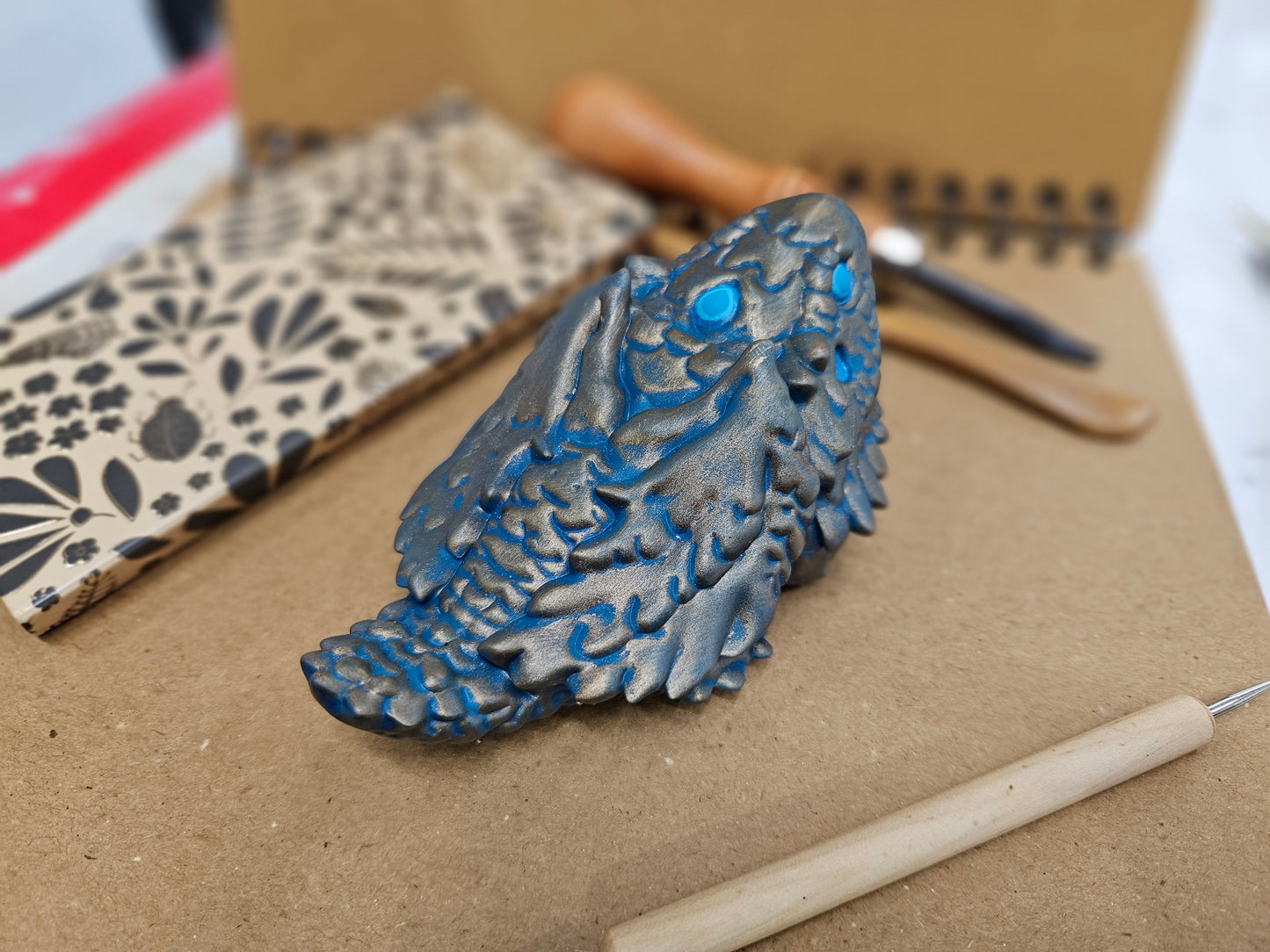 **Hand-Painted Resin Baby Dragon - Your Perfect Fantasy Companion Awaits Adoption**
