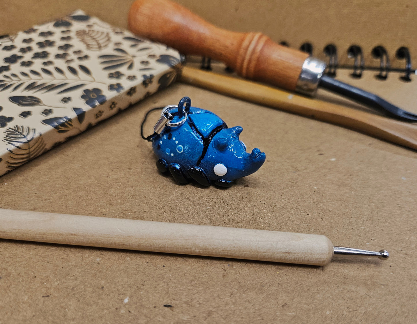 Hand Sculpted Polymer Clay Beetle Charm