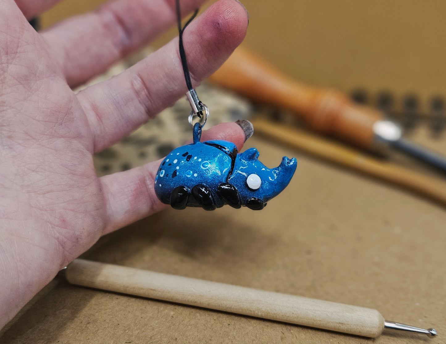Hand Sculpted Polymer Clay Beetle Charm