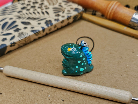 **Tiny Hand Sculpted Polymer Clay Dinosaur Charm - Prehistoric Pal Ready for Adventure**